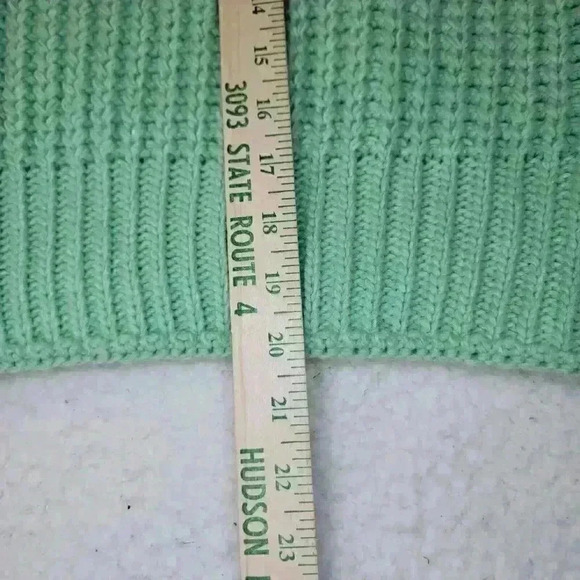 H&M Sweater Chunky Knit Womens Medium Green Mock Neck Crop - Picture 11 of 14